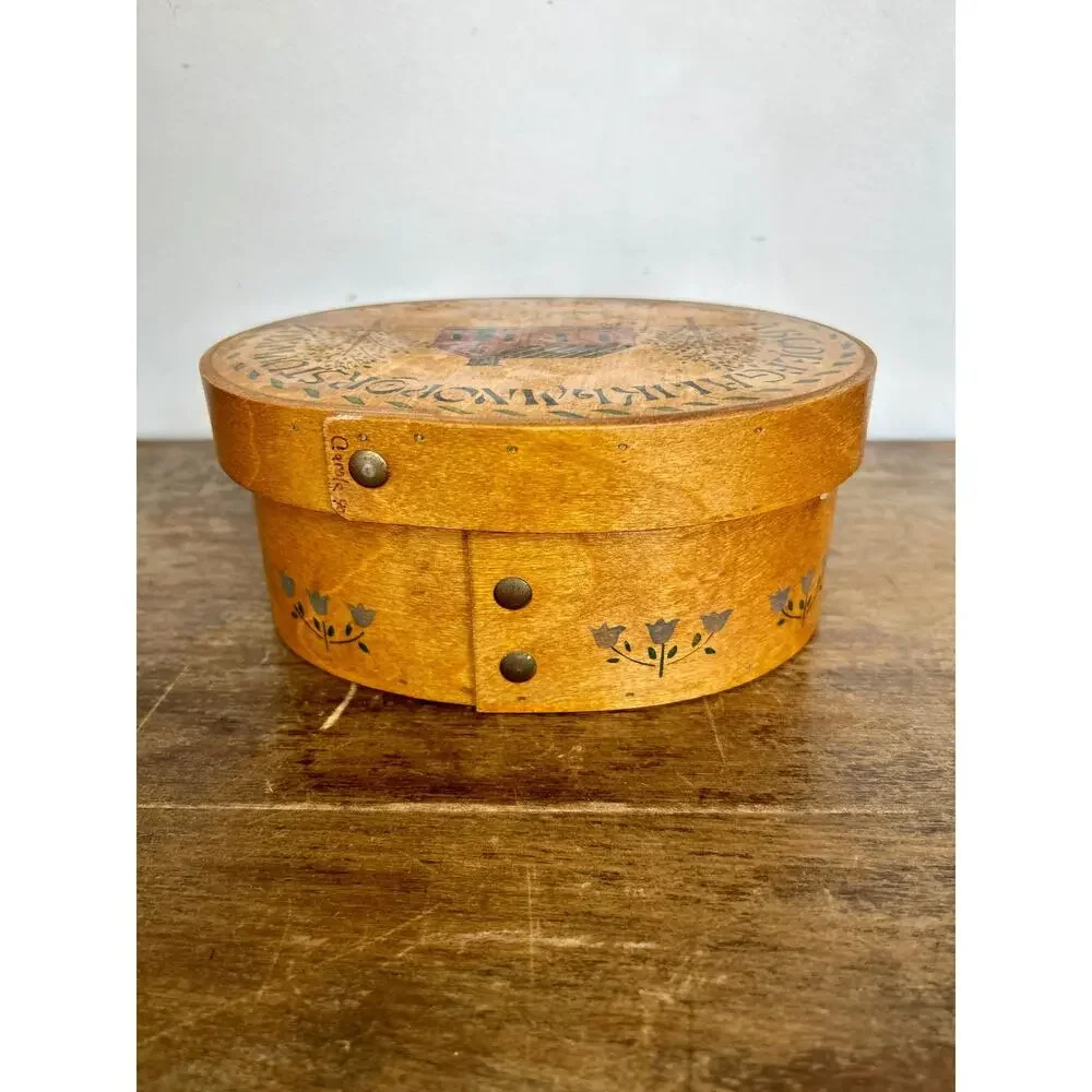 Vintage Shaker Style Folk Art Pantry Box, Americana Farmhouse